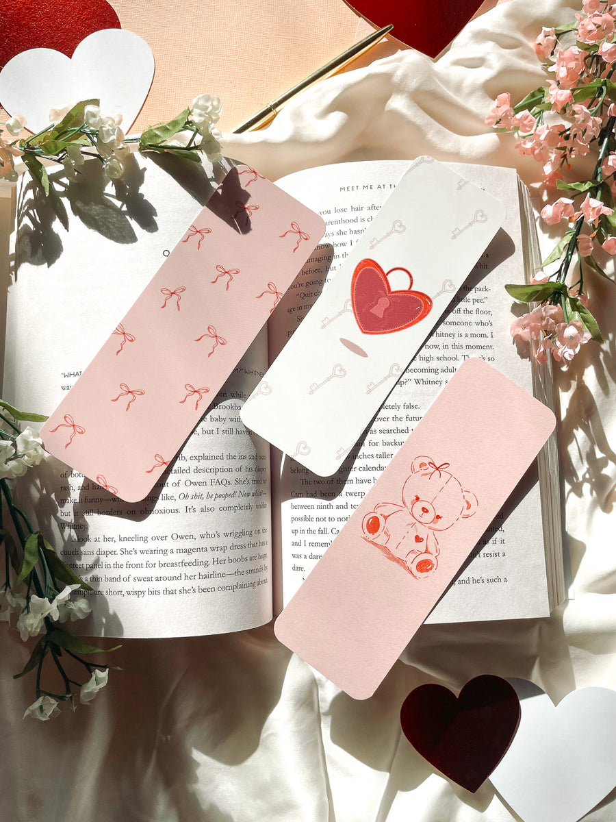 romance bookmarks cute bookmarks coquette bookmarks with bows pink aesthetic book gift ideas for women monthly bookmark club