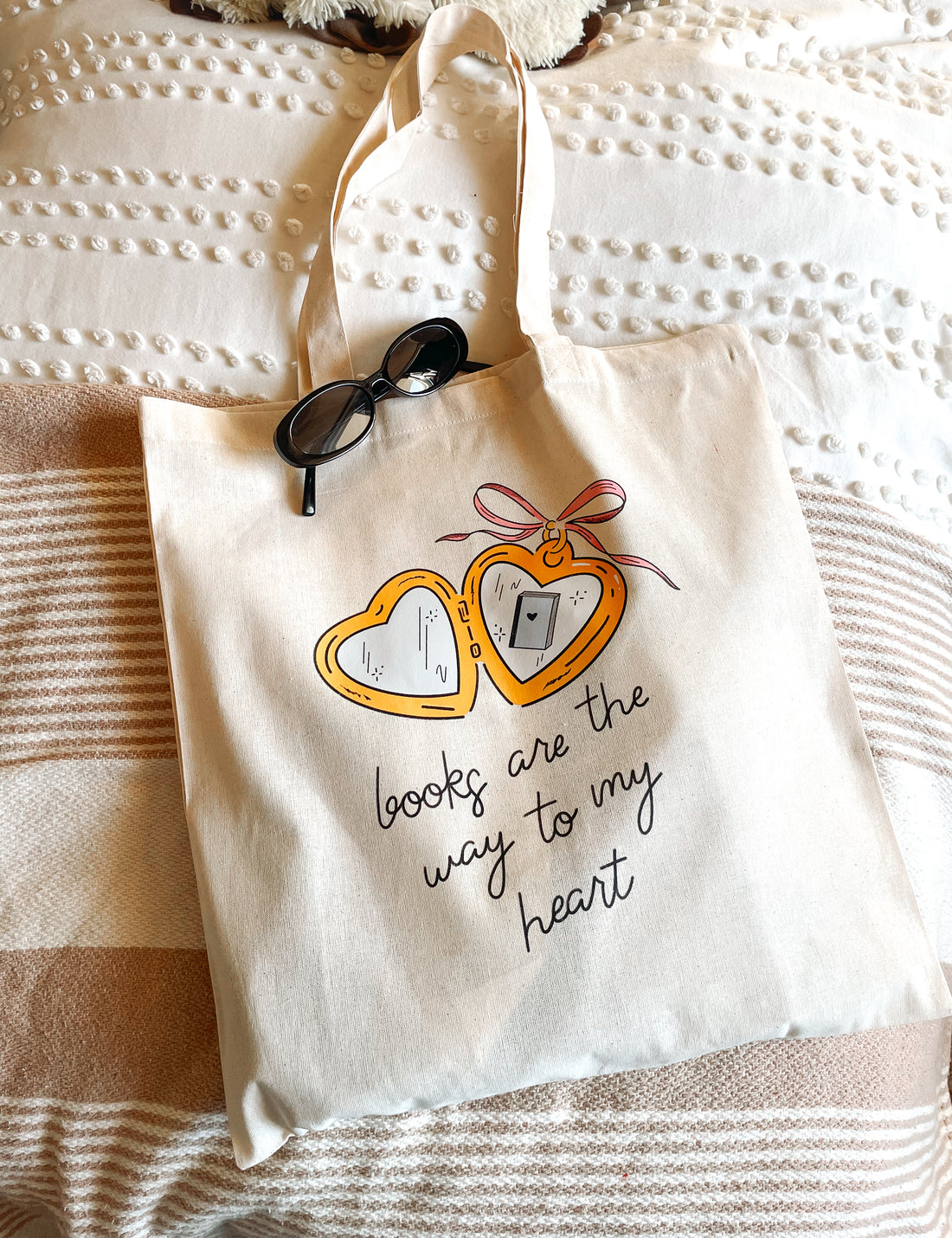 book tote bag cute tote bag, heart locket tote bag book lovers tote, canvas tote bag with pink bow books, book bag for women, women's book bag